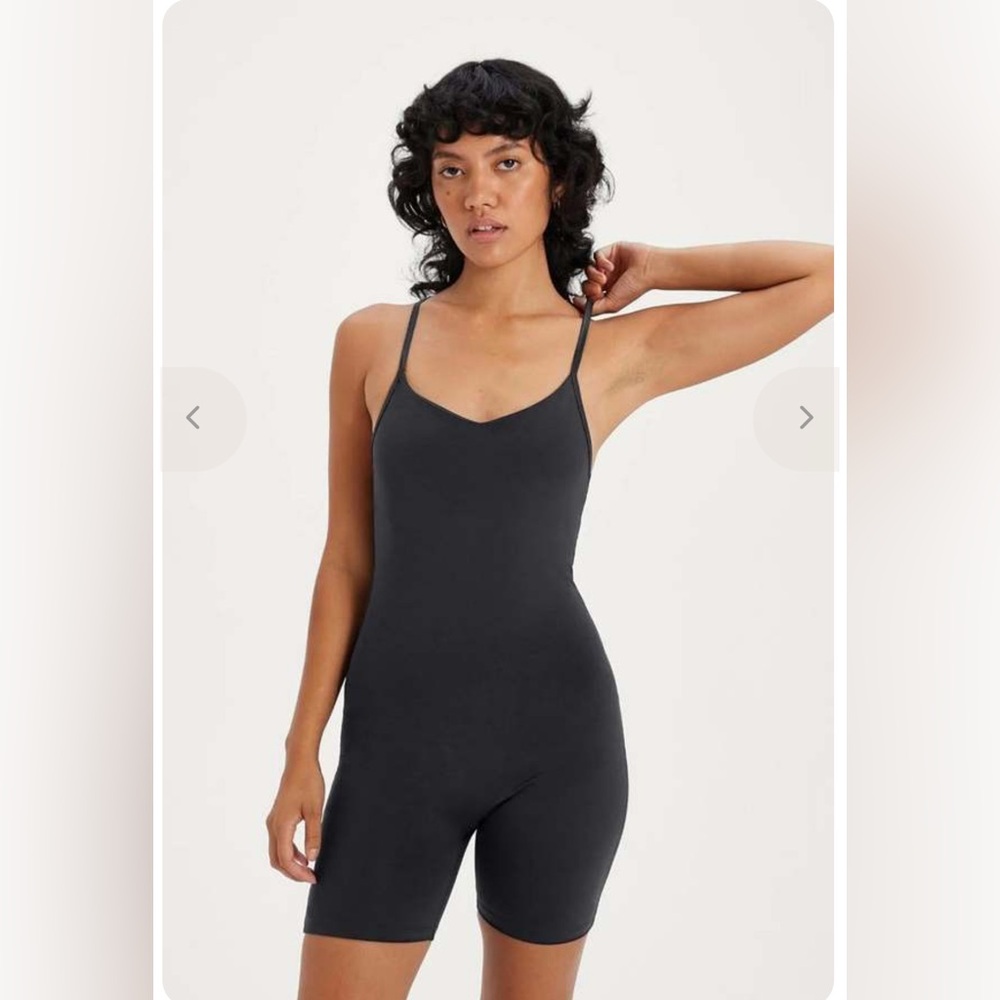 The Girlfriend Collective The Barre Unitard Romper Bodysuit Black - Picture 3 of 9